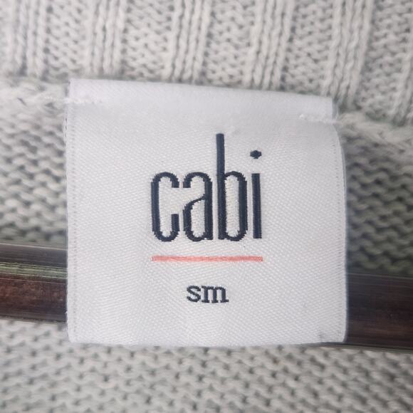 CAbi Cable Knit Poncho Sweater Women Small Gray Cowl Neck Pockets Style 5309 - Picture 4 of 15